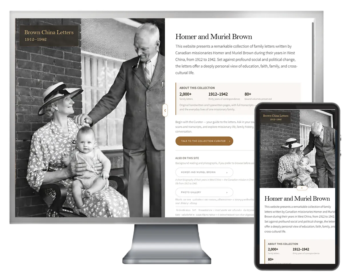 Brown China Letters website on desktop and phone