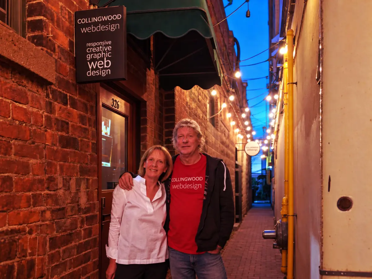 John and Judy at the Collingwood Web Design studio alley