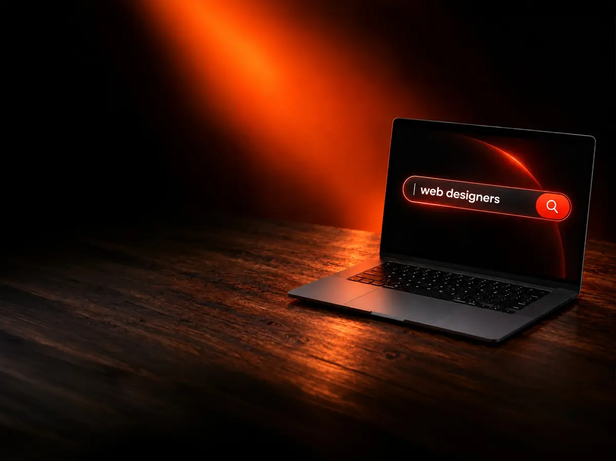 Laptop on a desk showing Collingwood Web Design beside a Good Design Brings You Here mug