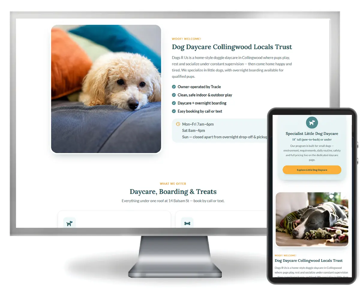 Dogs R Us Collingwood website