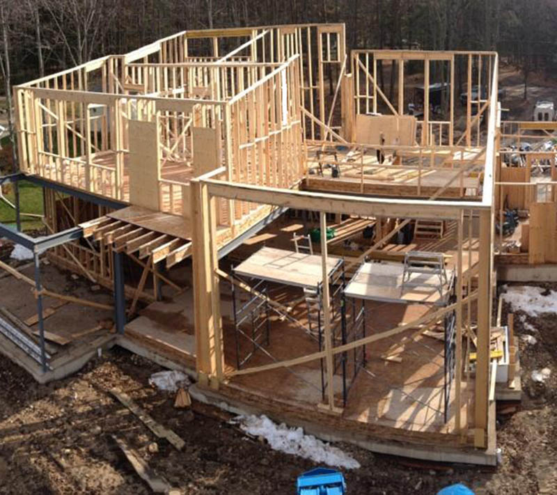 Wood frame of a house under construction