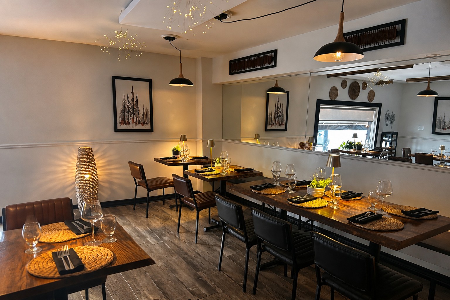 Warm dining room interior at The Curly Willow Eatery in Collingwood