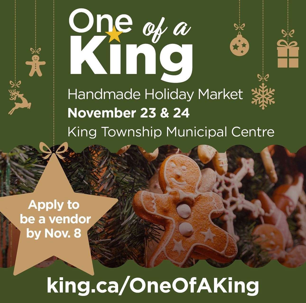 One of a King Holiday Market poster for November 23–24, 2024 in King City