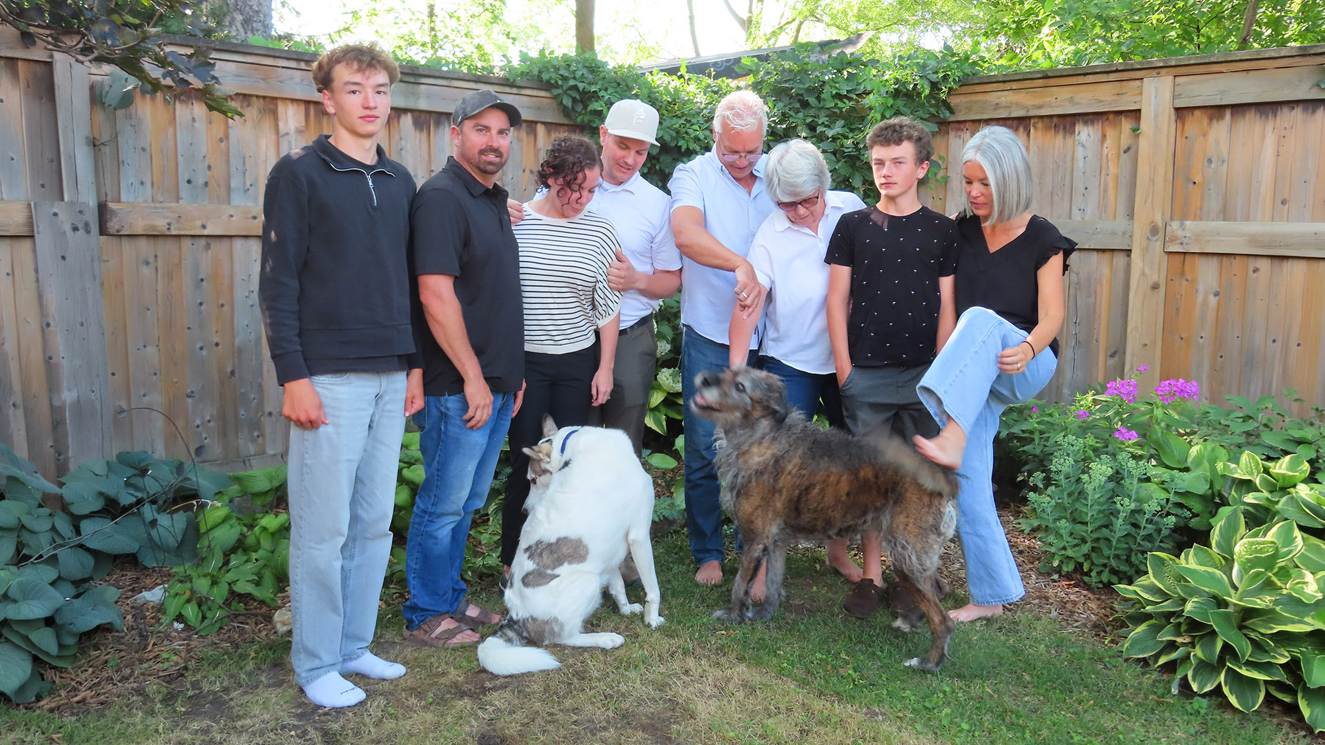 Norm Sandberg with family outdoors in Collingwood, Ontario
