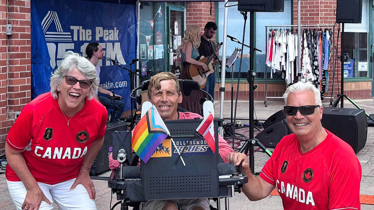 Norm Sandberg with community members at a downtown Collingwood event