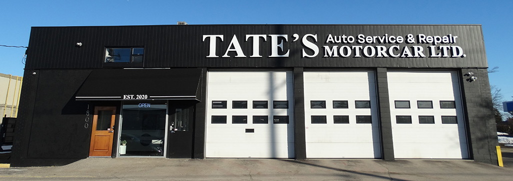 Exterior of Tate's Motorcar Ltd. auto repair shop at 1800 Dundas Street, London, Ontario