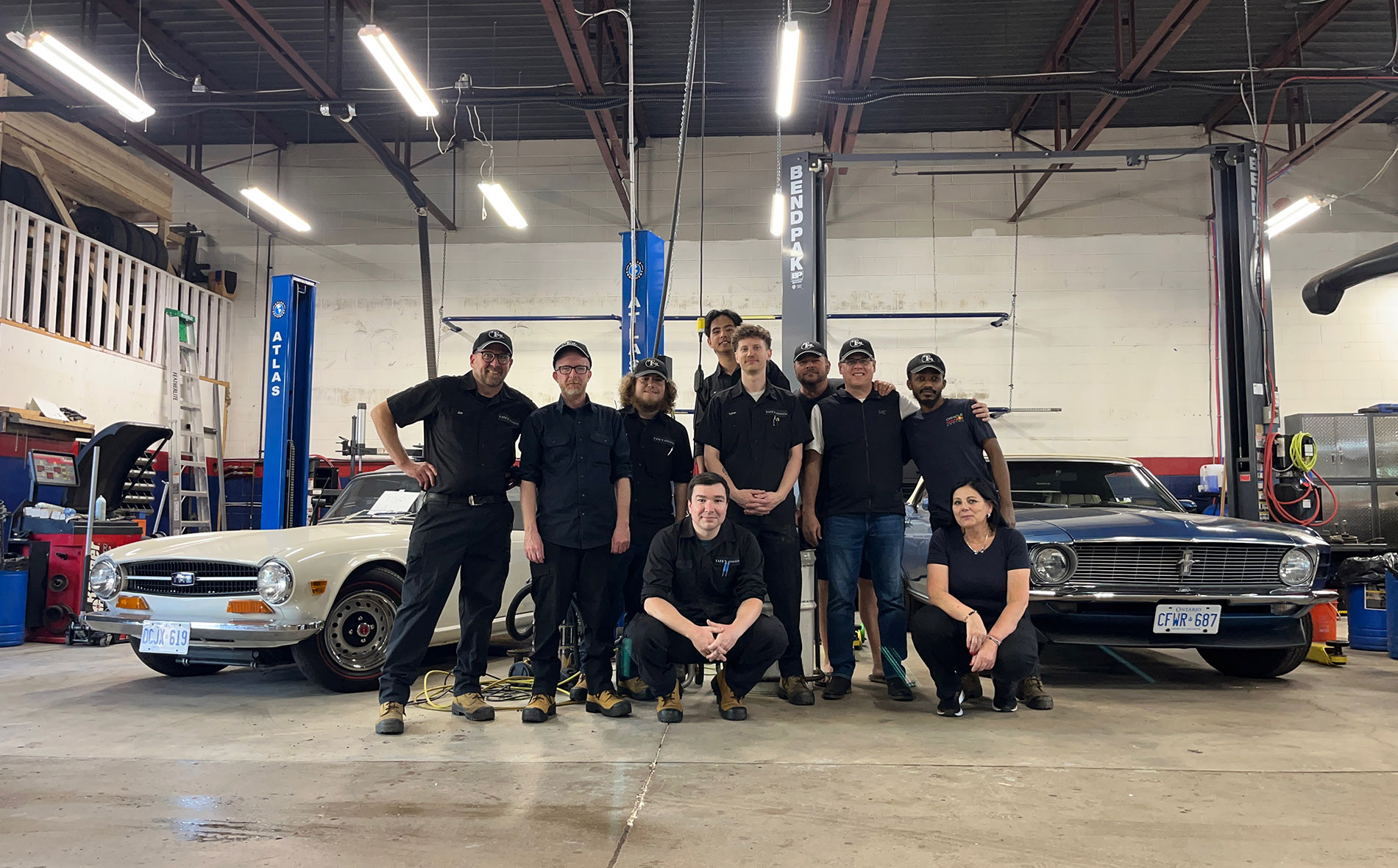 Technicians and staff at Tate's Motorcar Ltd., a trustworthy mechanic shop in London, Ontario