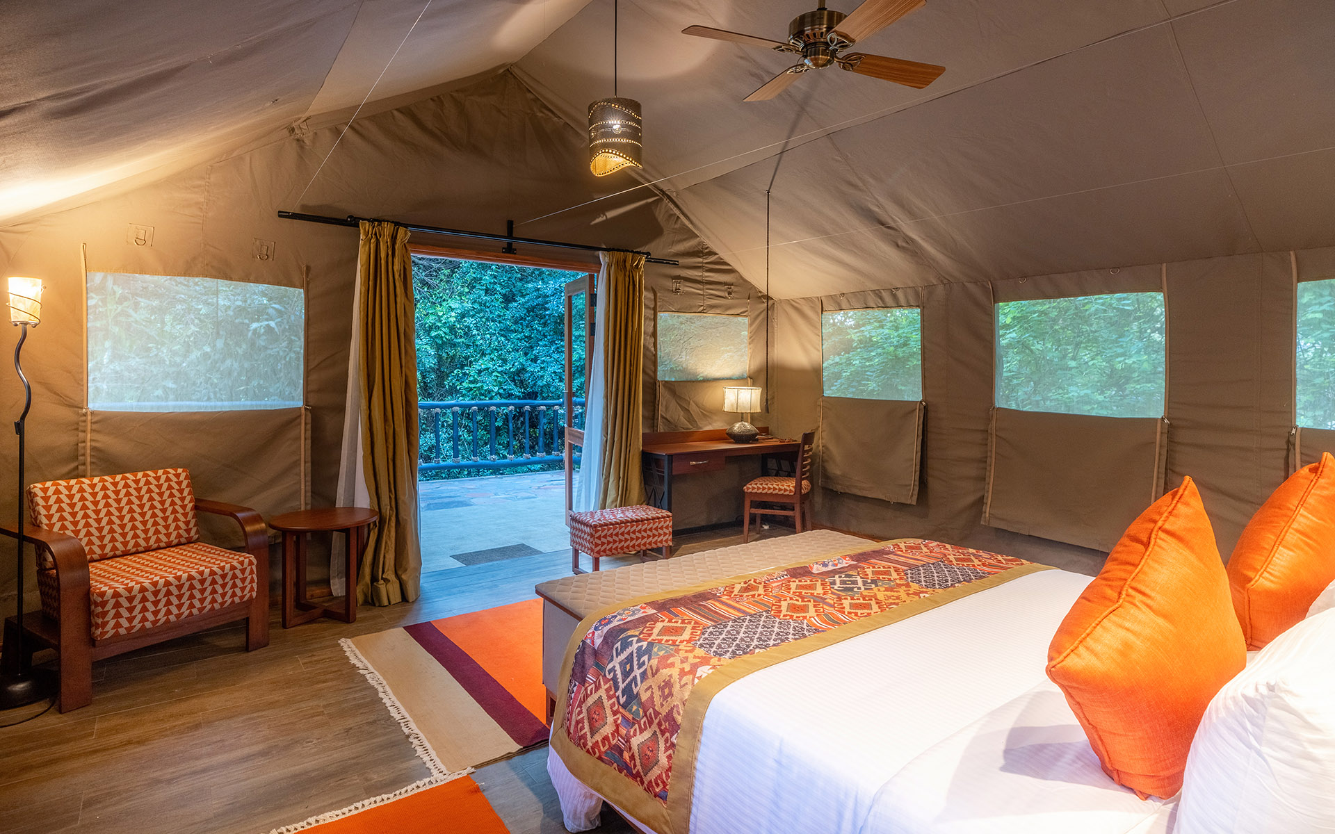 Safari camp seating and outdoor lounge at Sarova Mara Game Camp