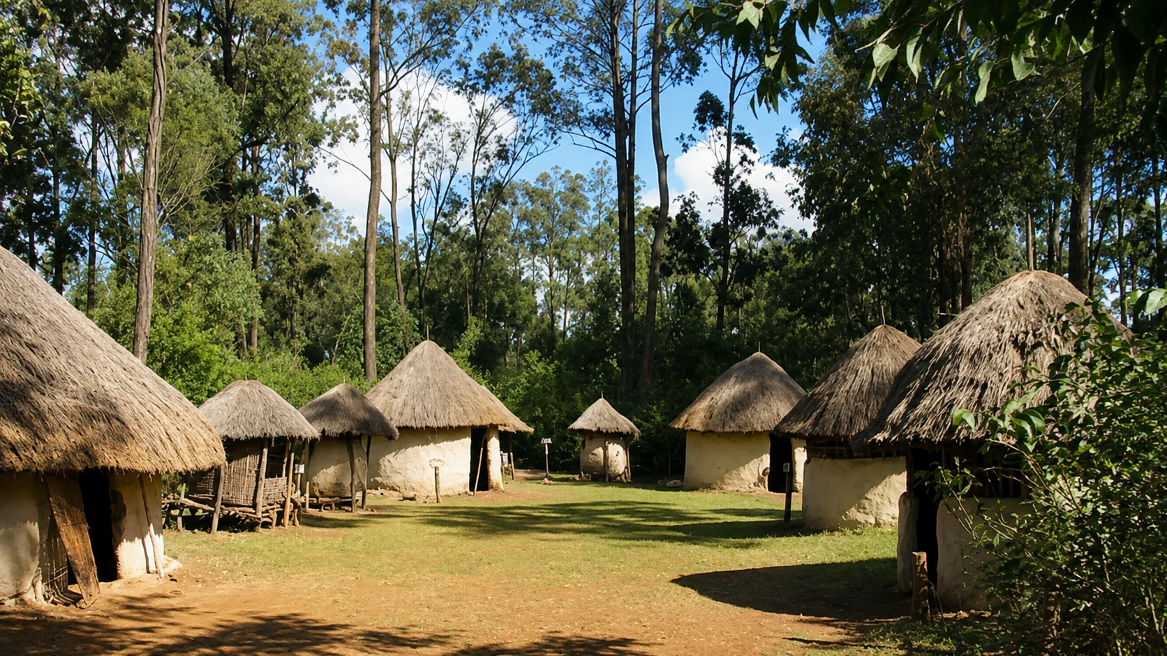 Traditional thatched homesteads at Bomas of Kenya, Nairobi